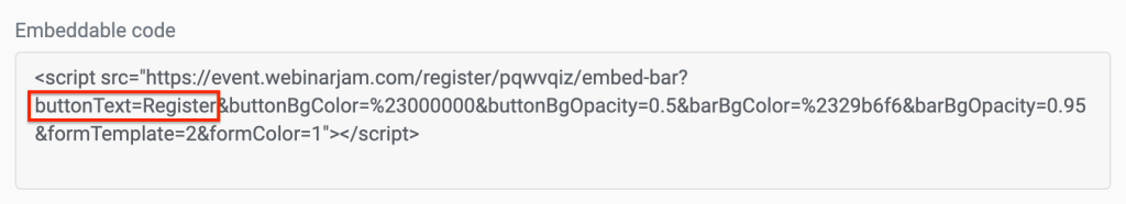 Customize embed code parameters