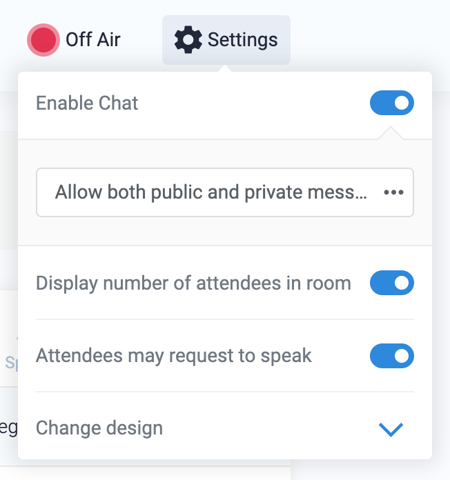 Update the event settings from the Control Panel menu