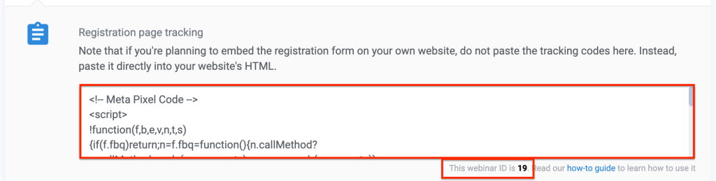 Paste the meta base code into the registration page tracking