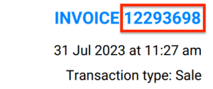Invoice number is the order ID
