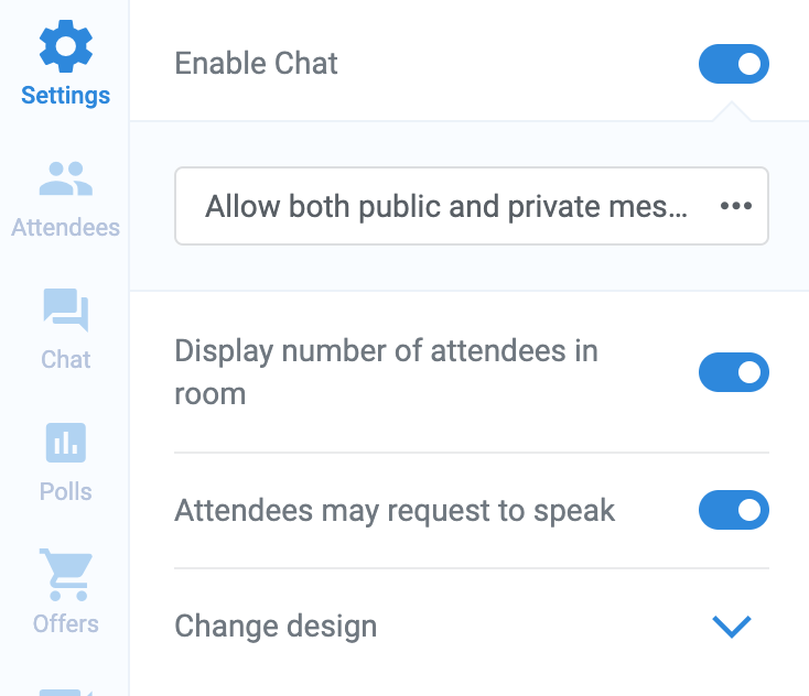 Choose live room settings