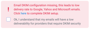 DKIM not configured warning